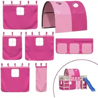 vidaXL Gordijnen voor hoogslaper met tunnel polyester roze