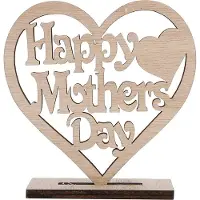 Gistuch Hartvormige houten hanger, hol en van multiplex, voor Moederdag en verjaardag – liefdevolle decoratie met de tekst "Happy Mom's Day"