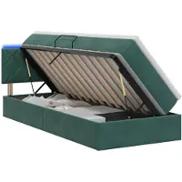 vidaXL LED-bed met opbergruimte en matras, donkergroen, 90 x 200 cm, fluweel