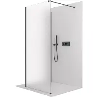 CERANO Douchewand Walk-in Onyx Hoekmodel Links/Rechts - 8 mm - Rechthoekige steun - Mat zwart, melkglas - 80x30x200 cm