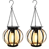 Unyqoos Zonnepanellampen, set van 2 – LED-zonnelampen, warm wit licht, frame van gietijzer, IP65, tot 12 uur licht, buitenverlichting voor tuin, terras en balkon