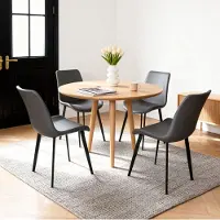STILVORA Eetkamerstoelen, set van 4, van kunstleer, met poten van koolstofstaal, zijkrukken voor thuis, restaurant en conferentieruimte, grijs