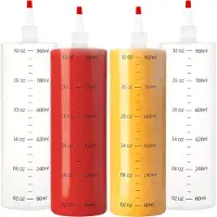 Nikcorp Youngever set van 4 flessen van 1000 ml, multifunctionele plastic flessen met rode dop
