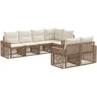 vidaXL Tuinbank Set 7 st 7-Aantal zitplaatsen Beige en Crème Wit