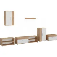 Vicco Woonwand Berno, Goudkleurig Eiken/Wit, Set van 6 stuks