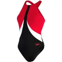 Speedo Dames/Dames Kleurblok Eendelig Zwempak (Zwart, Rood)