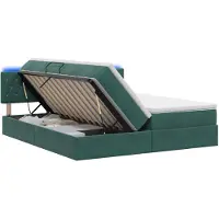 vidaXL LED-bed met opbergruimte en matras, donkergroen, 200 x 200 cm, fluweel