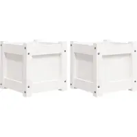 vidaXL Plantenbakken 2 st cm massief grenenhout wit
