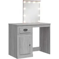 vidaXL Kaptafel met LED-verlichting 90x42x132,5 cm grijs sonoma