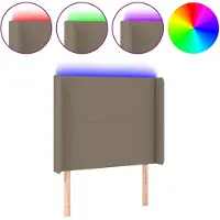 vidaXL Hoofdbord LED 93x16x118/128 cm stof taupe
