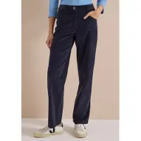 Cecil Dames Broek met High Waist en Wide Leg pijpen in een Loose Fit pasvorm - Blauw - 26