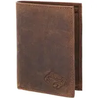 OXMOX Leren portemonnee Leather RFID Protect Kombibörse Crab 2.0 Embossed Vintage Dark Brown donkerbruin