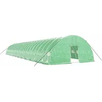 vidaXL Kas met stalen frame, groen, 144 m², 24x6x2,85 m