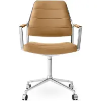 Vipp Bureaustoel Vipp455 Swivel Chair Camel Leather / Wielen