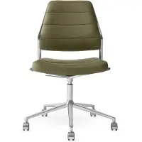 Vipp 454+ Swivel Chair With Wheels Bosco Leather - Bureaustoelen Leer Bosco green - 454+31C01
