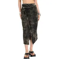 The Ragged Priest Rune Denim maxi-rok met relaxte pasvorm voor dames (Bruin)