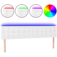 vidaXL Hoofdbord LED 200x5x78/88 cm kunstleer wit