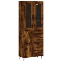 vidaXL Hoge kast 69,5x34x180 cm bewerkt hout gerookt eikenkleurig