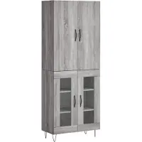 vidaXL Hoge kast, grijs Sonoma, 69,5 x 34 x 180 cm, houtvezel