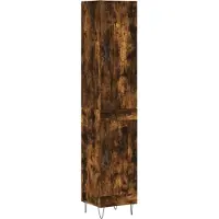 vidaXL Hoge kast 34,5x34x180 cm bewerkt hout gerookt eikenkleurig