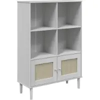vidaXL Boekenkast SENJA rattan-look 90x35x130 cm grenenhout wit