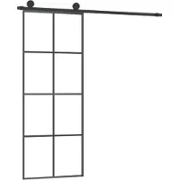 vidaXL Schuifdeur met beslag 76x205 cm ESG-glas en aluminium