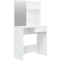 vidaXL Schminktafel met spiegel, hoogglanzwit, 74,5 x 40 x 141 cm