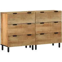 vidaXL Dressoirs 2 st 60x33x75 cm massief mango bruin