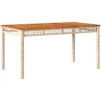 vidaXL Tuintafel 140x80x75 cm poly rattan en acaciahout beige