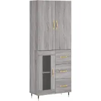 vidaXL Hoge kast 69,5x34x180 cm bewerkt hout grijs sonoma eikenkleurig