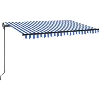 vidaXL Luifel handmatig uittrekbaar met LED 450x300 cm blauw en wit