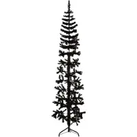 vidaXL Kunstkerstboom half met standaard smal 240 cm zwart