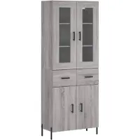 vidaXL Hoge kast 69,5x34x180 cm bewerkt hout grijs sonoma eikenkleurig
