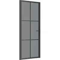 vidaXL Binnendeur 83x201,5 cm ESG-glas en aluminium zwart