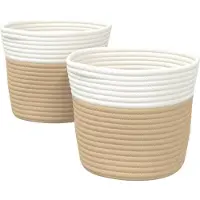 vidaXL Opbergmanden 2 st Ø 24x18 cm katoen beige en wit