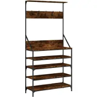 vidaXL Kledingrek met schoenenrek 90x34x184 cm gerookt eikenkleurig