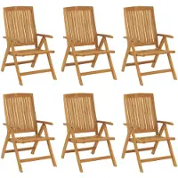 vidaXL Verstelbare klapstoelen, 6 stuks, massief teakhout