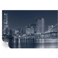 Wallfluent Zelfklevend Fotobehang - Zwart-Wit Vliesbehang - 152x104 cm - Nachtstad Behang Zonder Lijm - Gang behang Steden - Makkelijk Aan Te Brengen Behang - Polyester Behang
