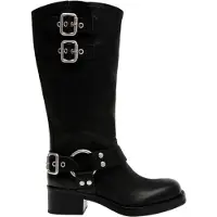Steve madden Motorrijlaarzen voor dames in oosterse stijl, van leer en met gespdetails (Zwart)