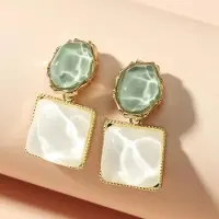 MaxPower (Wit) Trendy kleurrijke vierkante hars Stud Oorbellen voor vrouwen Franse oorbellen mode-sieraden geschenken