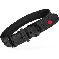 Zolux expert halsband voor hond premium leer / neopreen zwart 45x1,8 cm