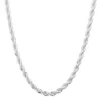 MaxPower (55 cm) 16/18/20/22/24 Zoll 4 mm gedrehte Seilkette 925 Sterling Silber Hochzeitshalskette