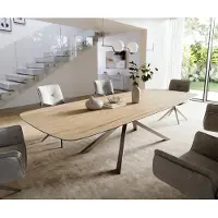 DELIFE Eettafel Edge Boot 300x120 cm Keramiek Laminam Sabbia Eichefarbig kruisonderstel Rechthoek Roestvrij staal Grafiet