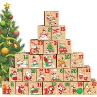 Markenlos adventskalender om zelf te decoreren, met doosjes en stickers - 24 stuks
