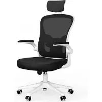 Markenlos ergonomische bureaustoel - in hoogte verstelbaar, verstelbare hoofdsteun, S-vormige rugleuning - zwart