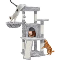 Markenlos Famanu Sisal Krabpaal - Robuust ontwerp - 107 cm - Met kattenhuis en ligvlak