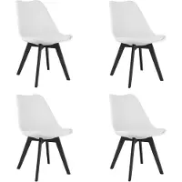 Leobert Set van 4 Stoelen MARK – Wit, Zwarte Poten, Kunststof Zitting met Kunstlederen Kussen, Strak Design, Ergonomisch, Geschikt voor Keuken, Eetkamer, Kantine en Werkruimte, Max. 120 kg