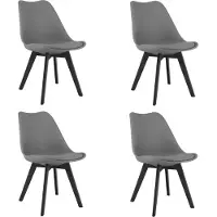 Leobert Set van 4 Stoelen MARK – Grafietgrijs, Zwarte Poten, Kunststof Zitting met Kunstlederen Kussen, Strak Design, Ergonomisch, Geschikt voor Keuken, Eetkamer, Kantine en Werkruimte, Max. 120 kg