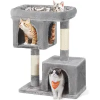 Famanu Krabbenhuis "Hoch" - Geschikt voor katten en zacht - Groot platform - 2 verborgen ruimtes - Lichtgrijs - 60 x 40 x 84 cm