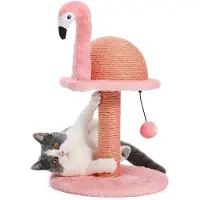 Famanu Kratzboom Flamingo - Stijlvolle kattenboom, hoogte: 48 cm, roze met ligvlak